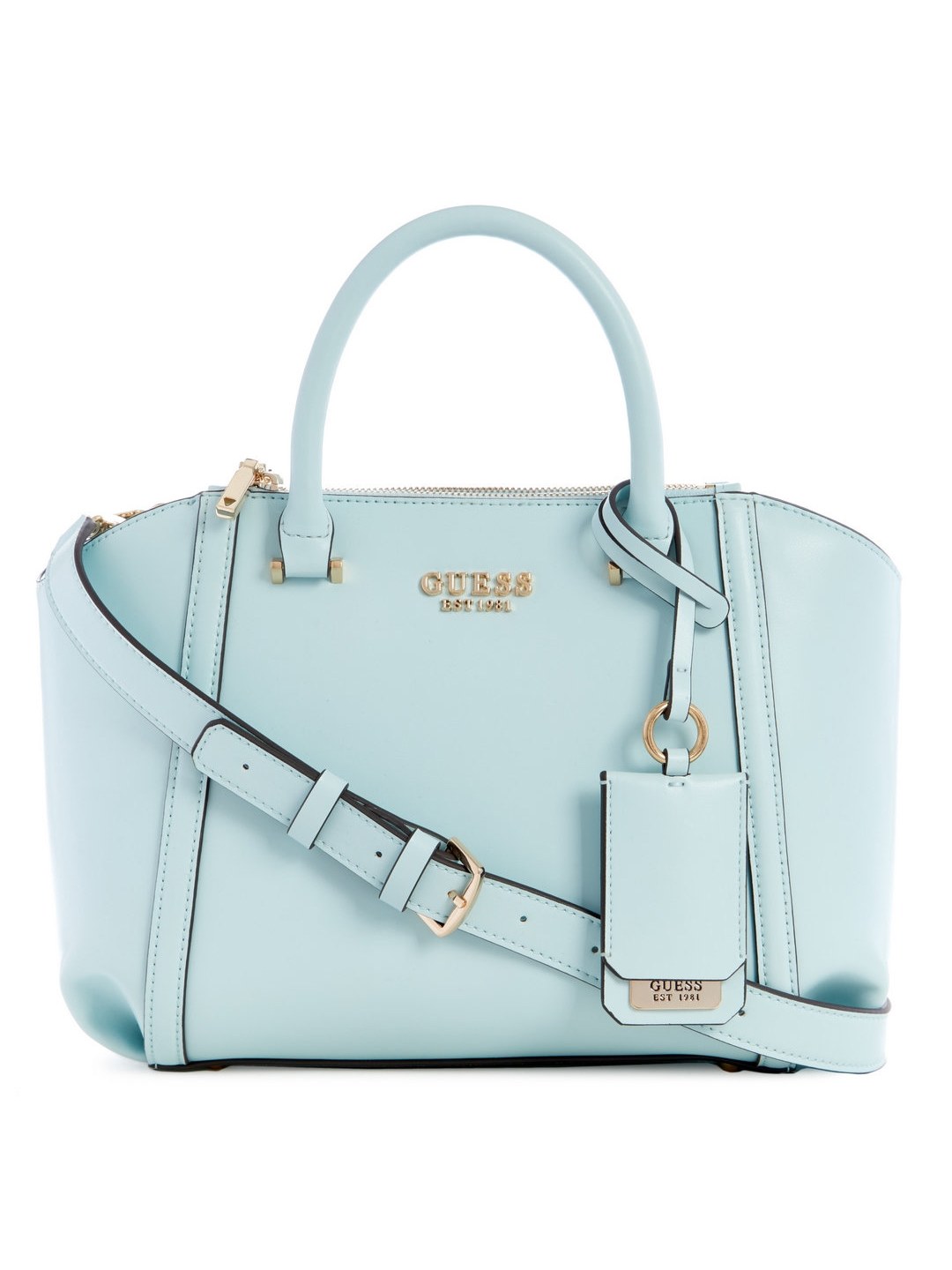 Ice Blue Solid Leie Status Satchel Bag