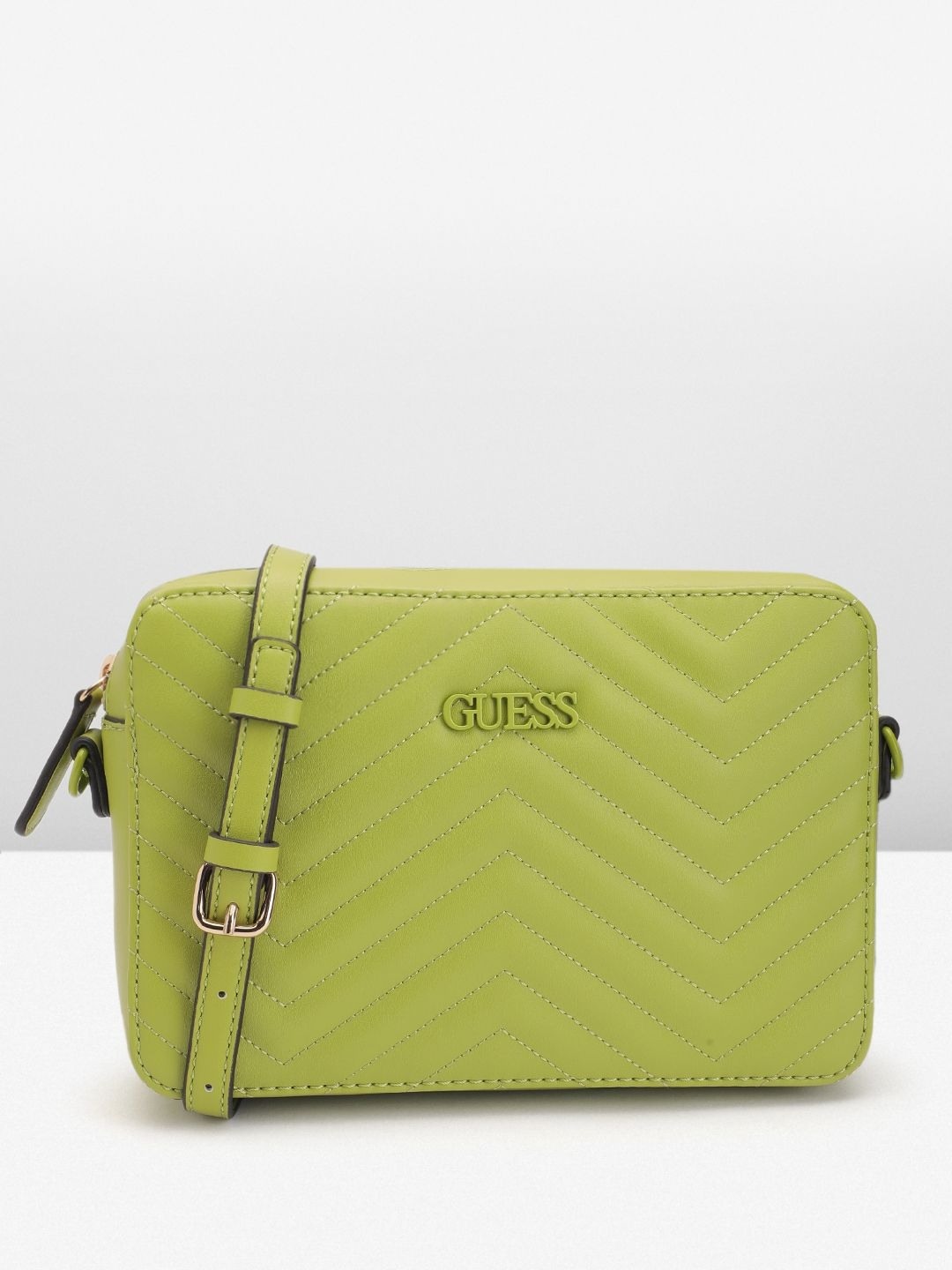 Guess Women Quilted Green Lockhart Crossbody