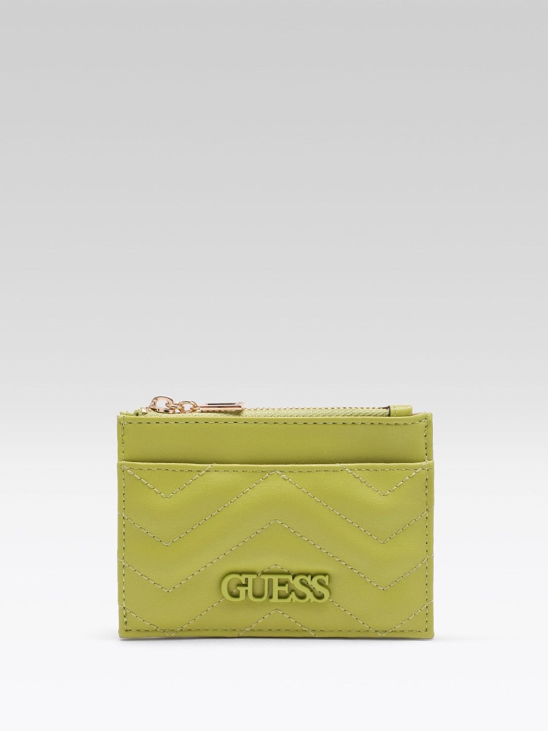Guess Women Quilted Green Lockhart Card Case
