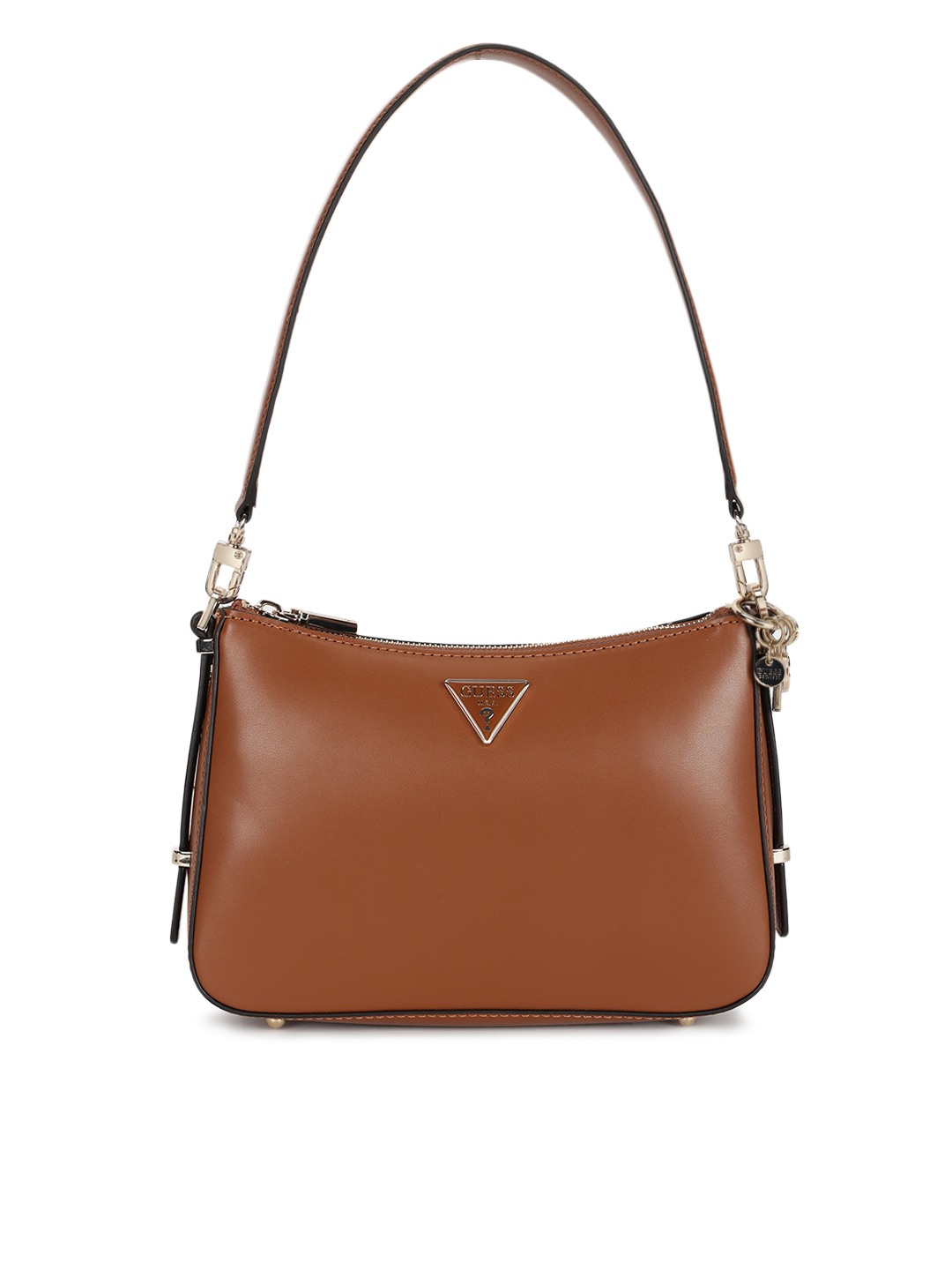 Cognac Solid Daryna Top Zip Shoulder Bag