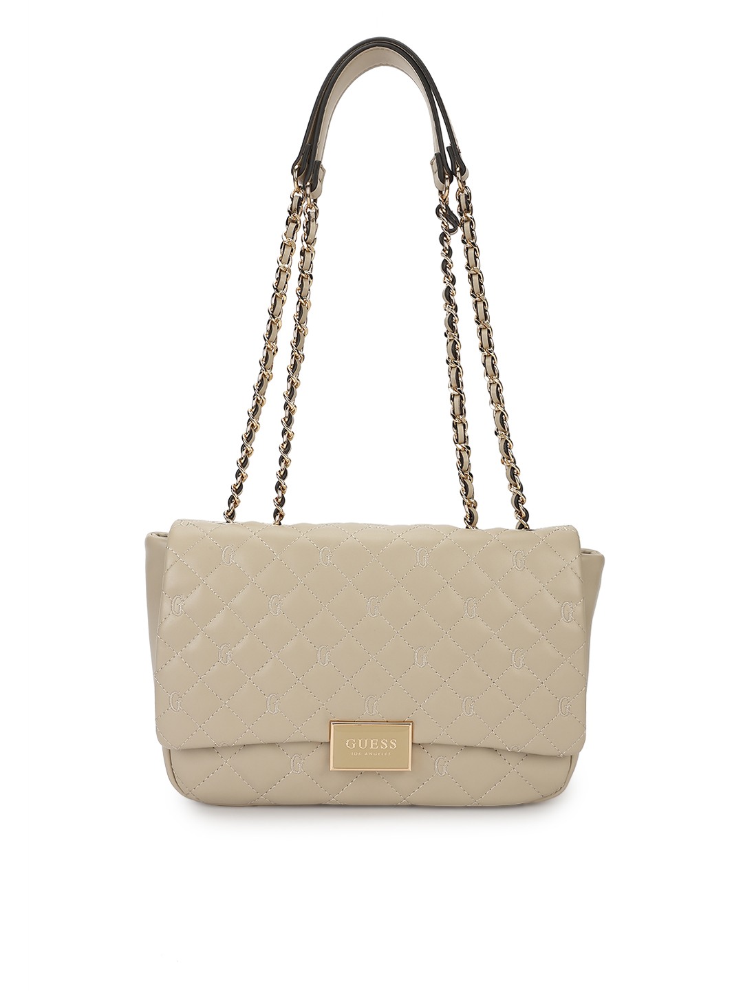 Guess Beige Quilted Gwyn Shoulder Bag