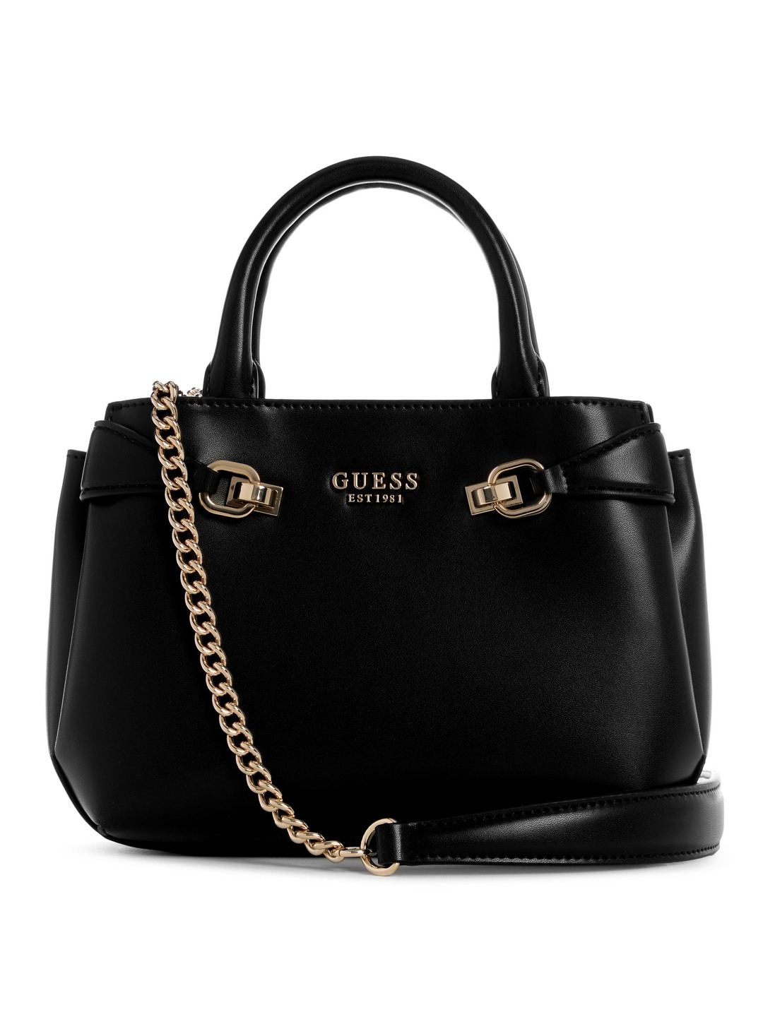 Black Solid Polyurethane Lorelei Mini Satchel