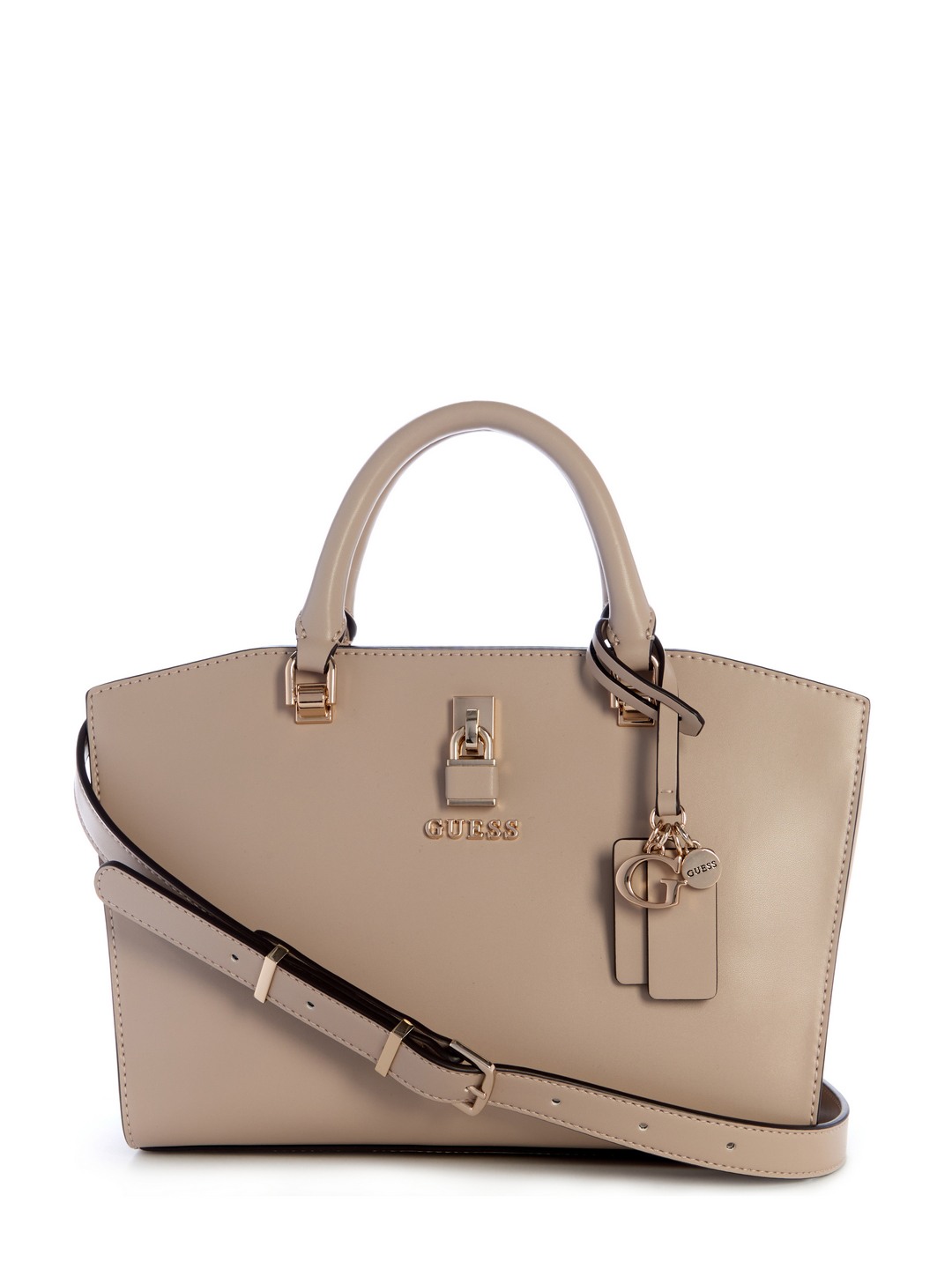 Guess Simply Taupe Solid Queensland Luxury Satchel Bag