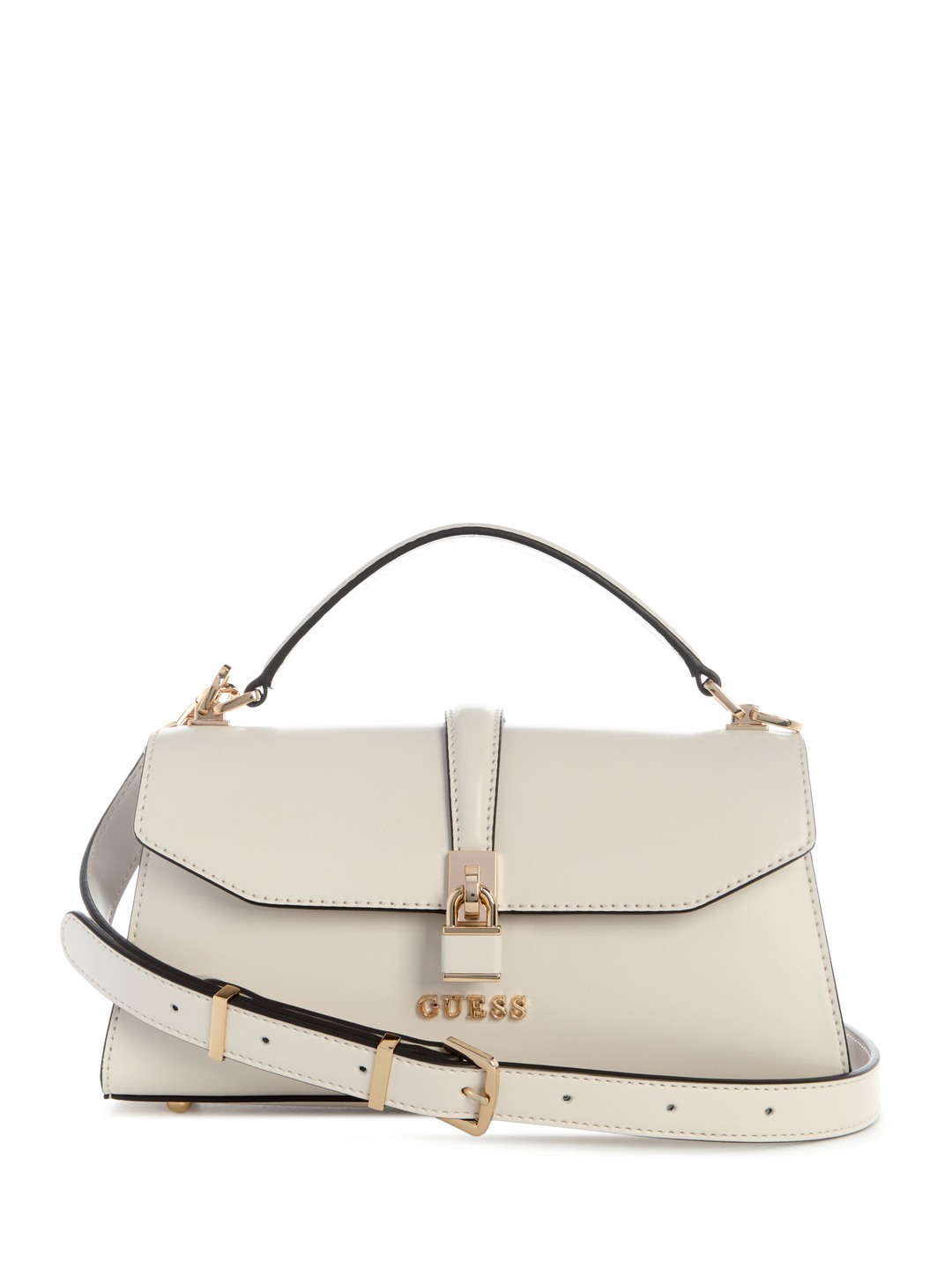 Guess Taupe Solid Queensland Top Handle Flap Crossbody Bag