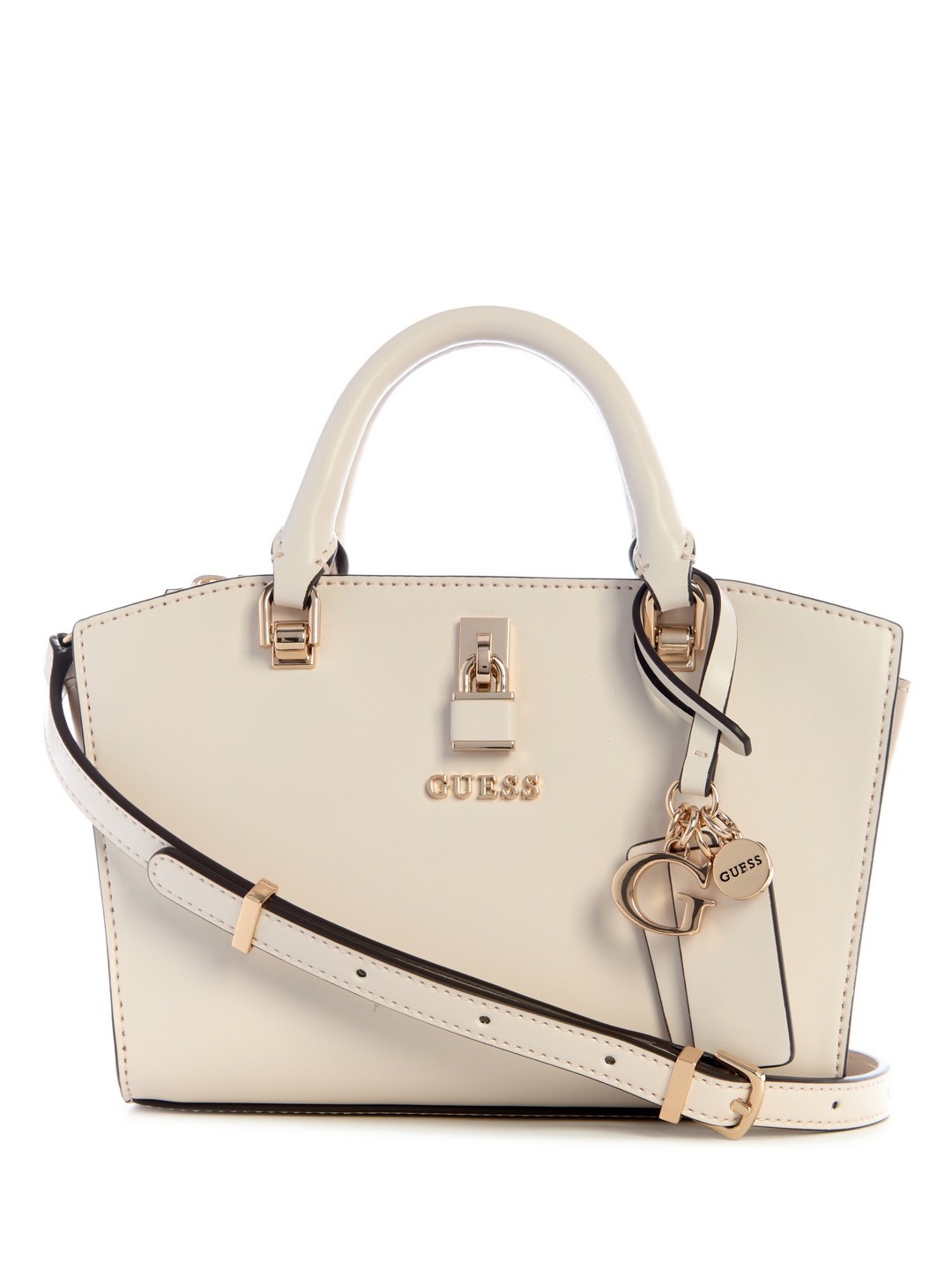 Guess Taupe Solid Queensland Mini Satchel Bag