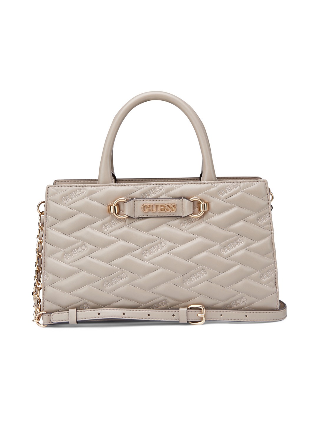 Taupe Quilted Briella Satchel Bag