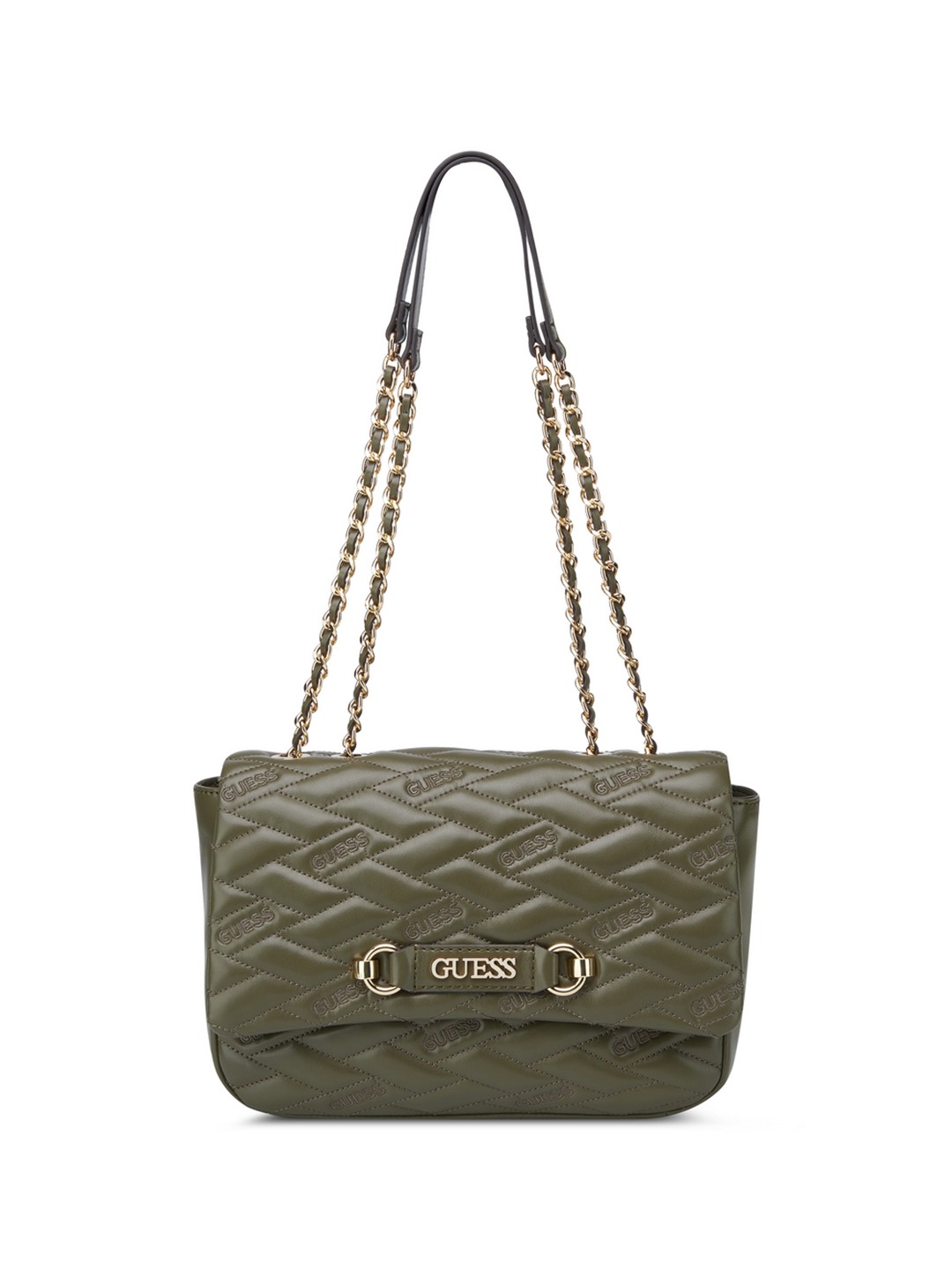 Olive Quilted Briella Flap Crossbody Bag