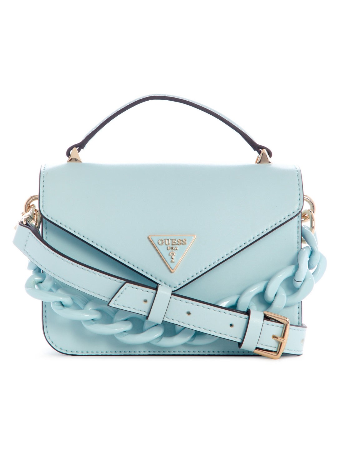 Ice Blue Solid Corina Mini Top Handle Flap Crossbody Bag