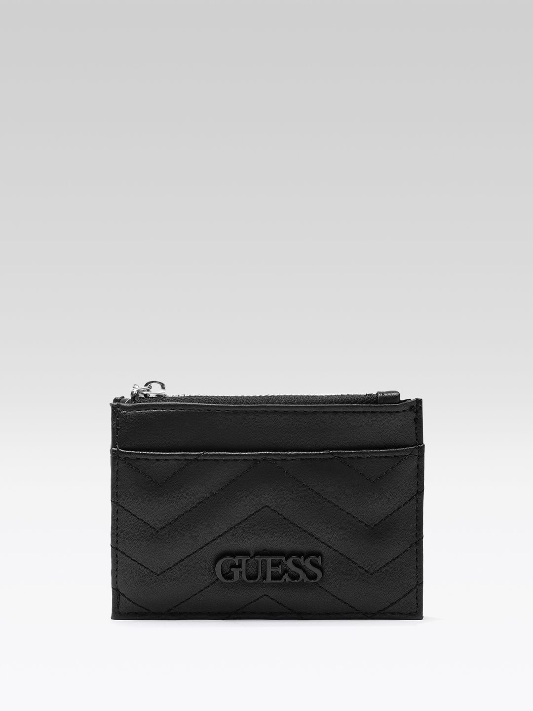 Guess Women Quilted Black Lockhart Card Case