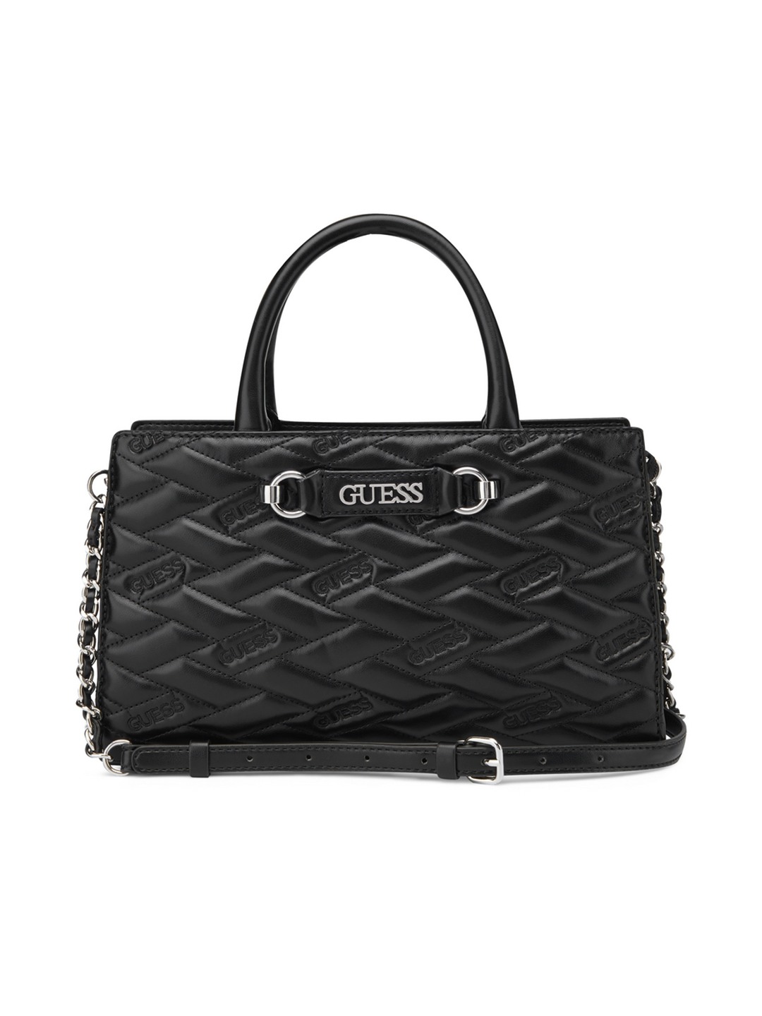 Black Quilted Briella Satchel Bag