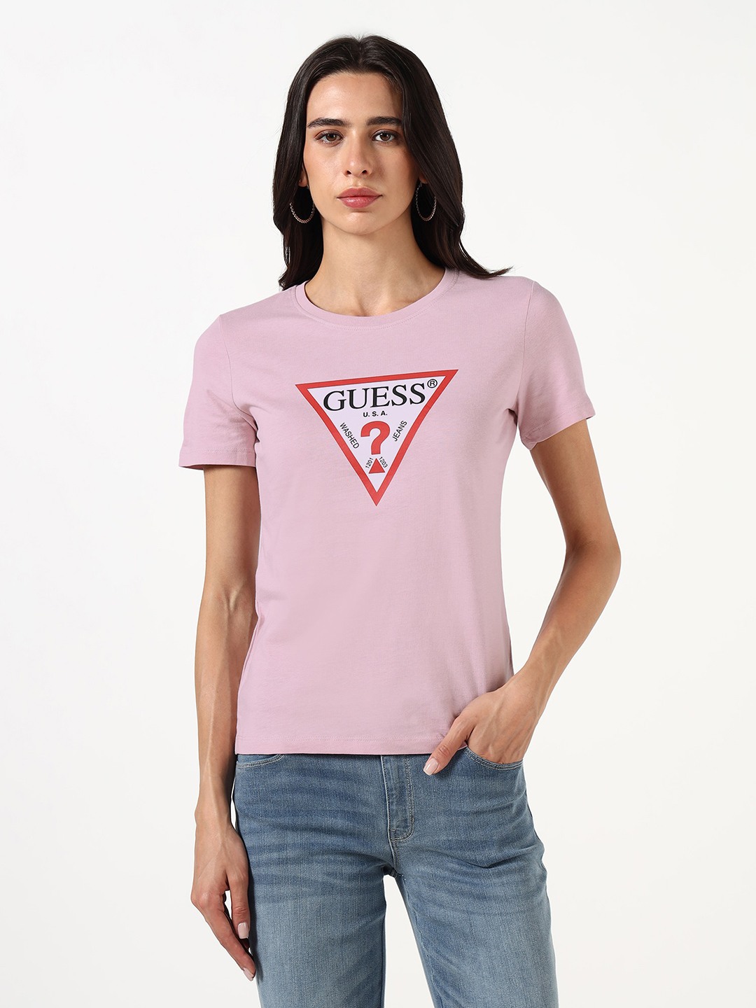 Guess Women Graphic Print Round Neck Short Sleeves T-Shirt