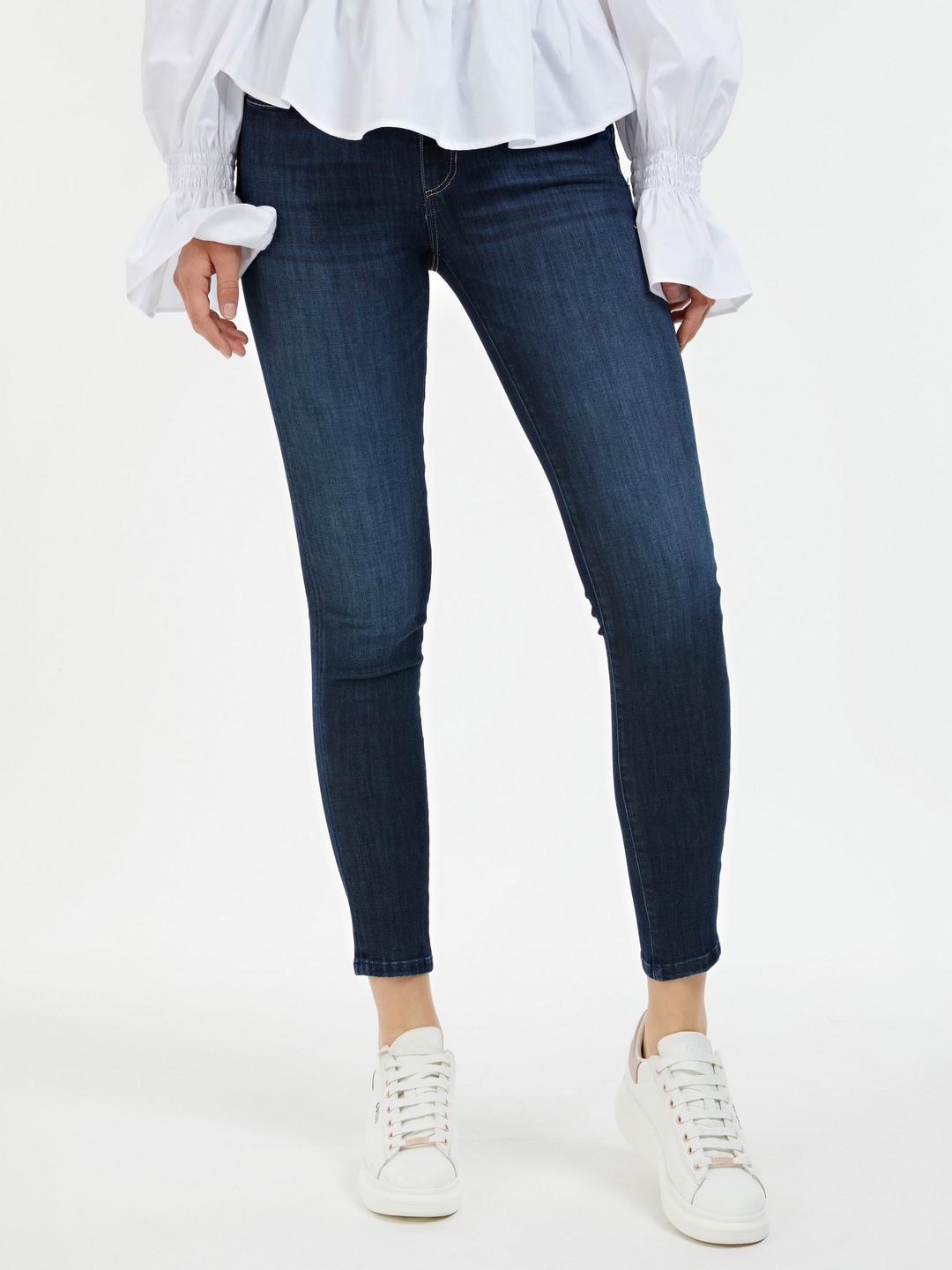 Blue Solid High-Rise Skinny Fit Jeans