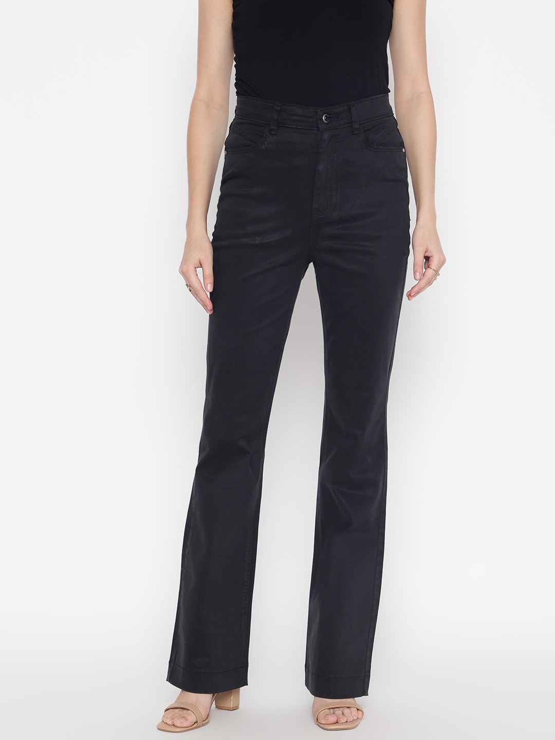 Black Solid Bootcut Trouser