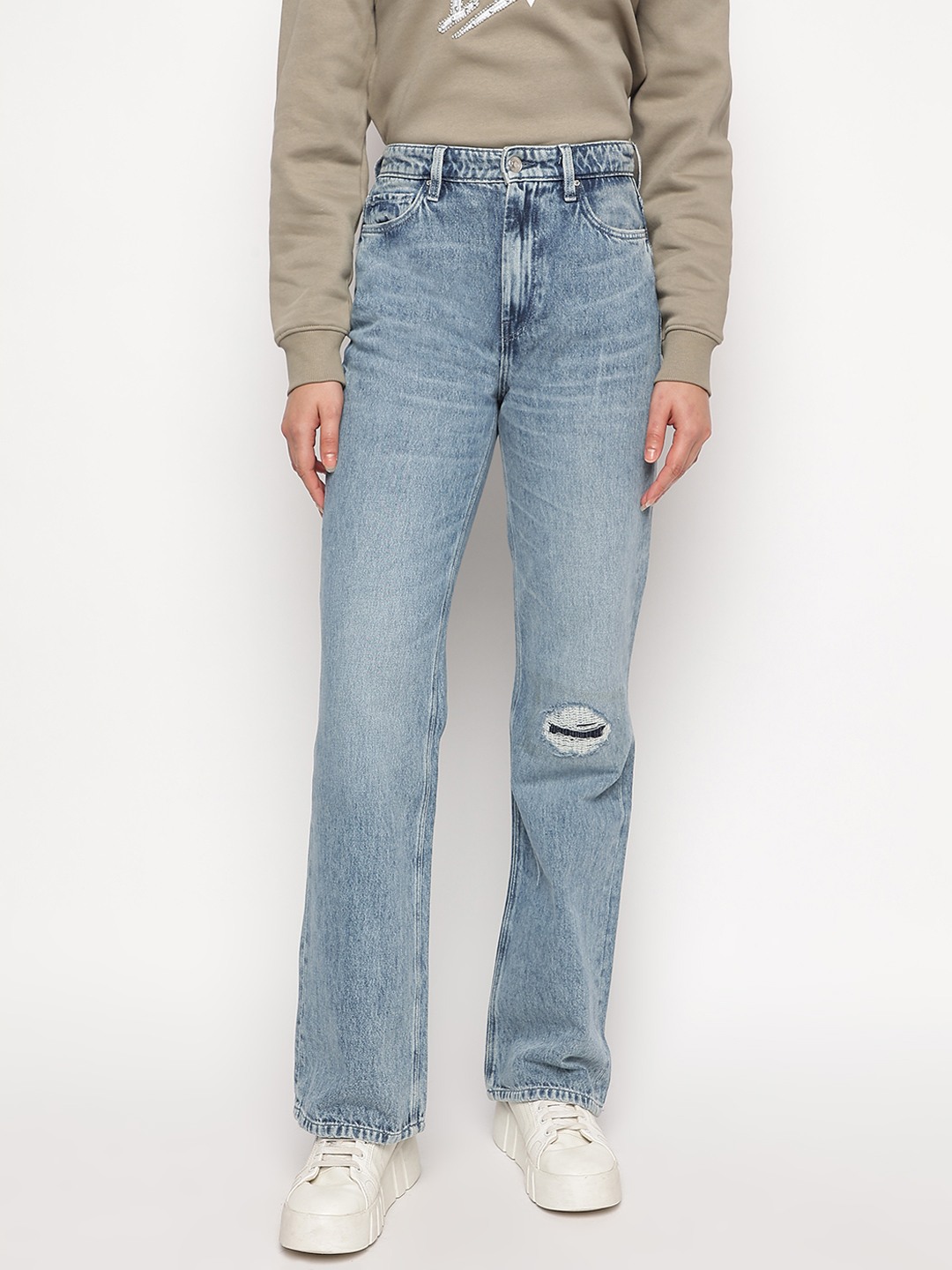 Blue Solid Straight Fit Eco Lincoln Jeans