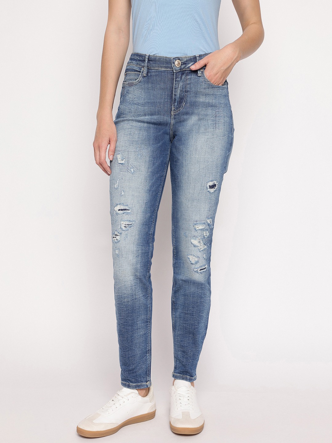 Blue Solid Skinny Fit Jeans