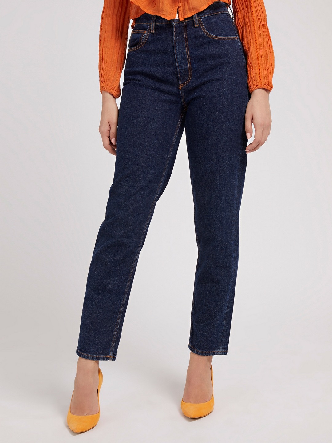 Guess Women Solid Relaxed Fit High-Rise Jeans