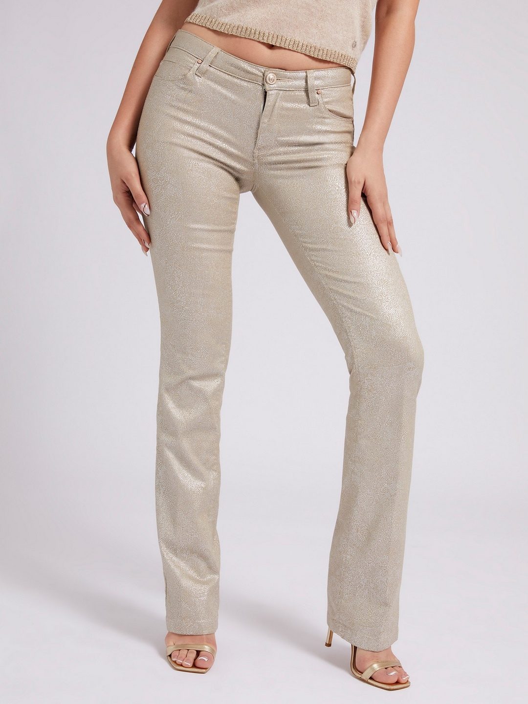 Women Beige Printed Skinny Fit Trouser