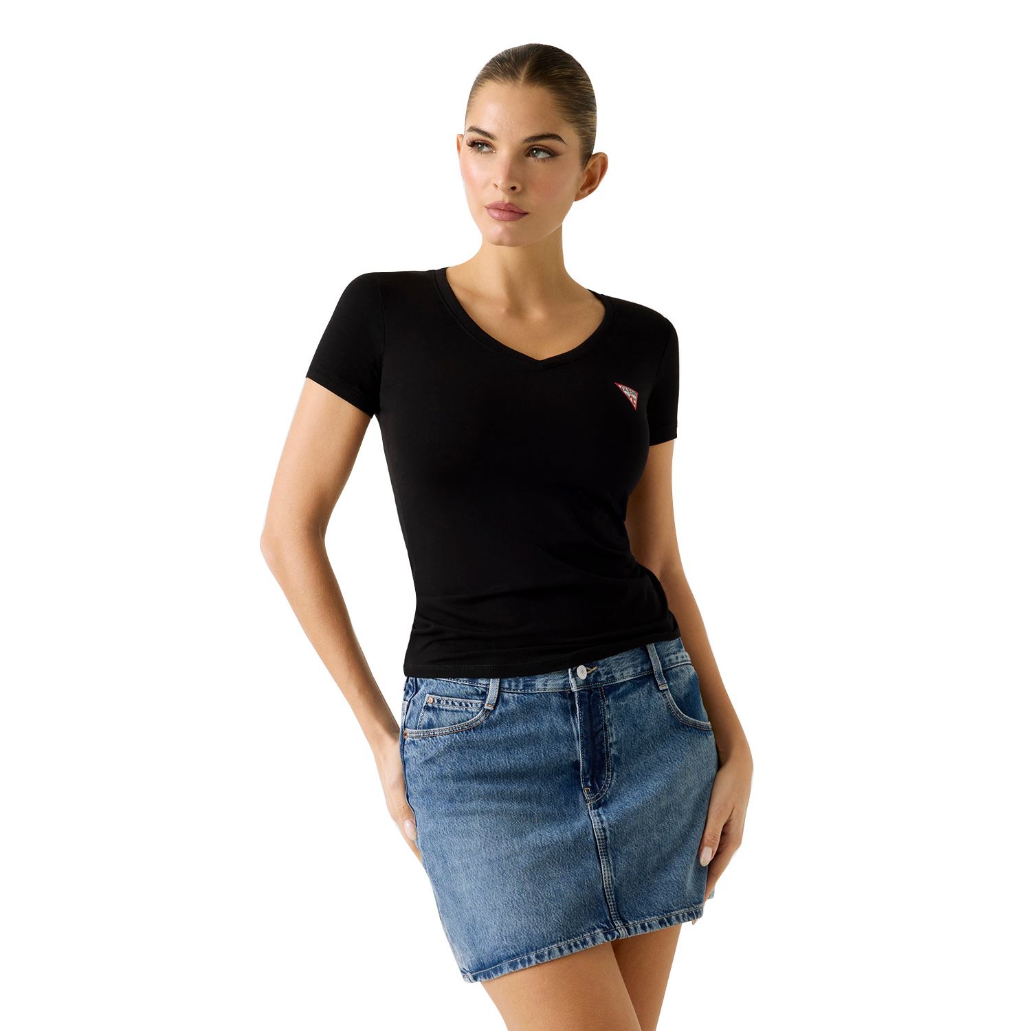 Guess Women Graphic Print V-Neck Short Sleeves T-Shirt
