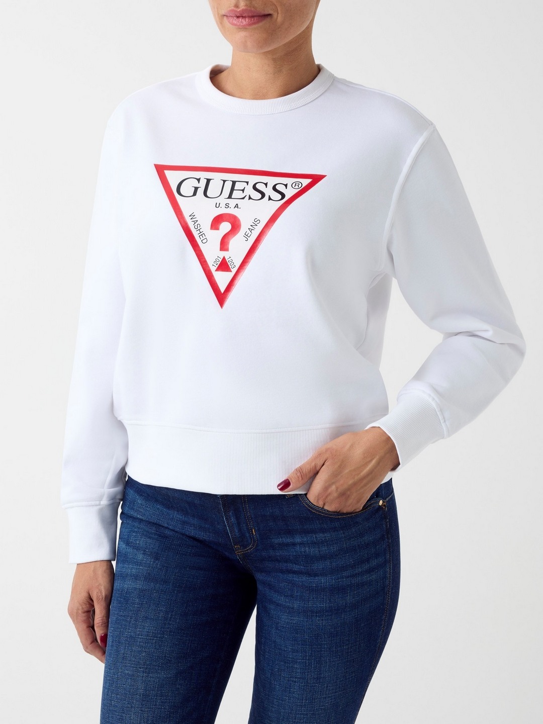 Guess Women Graphic Round Neck Long Sleeves Sweatshirt