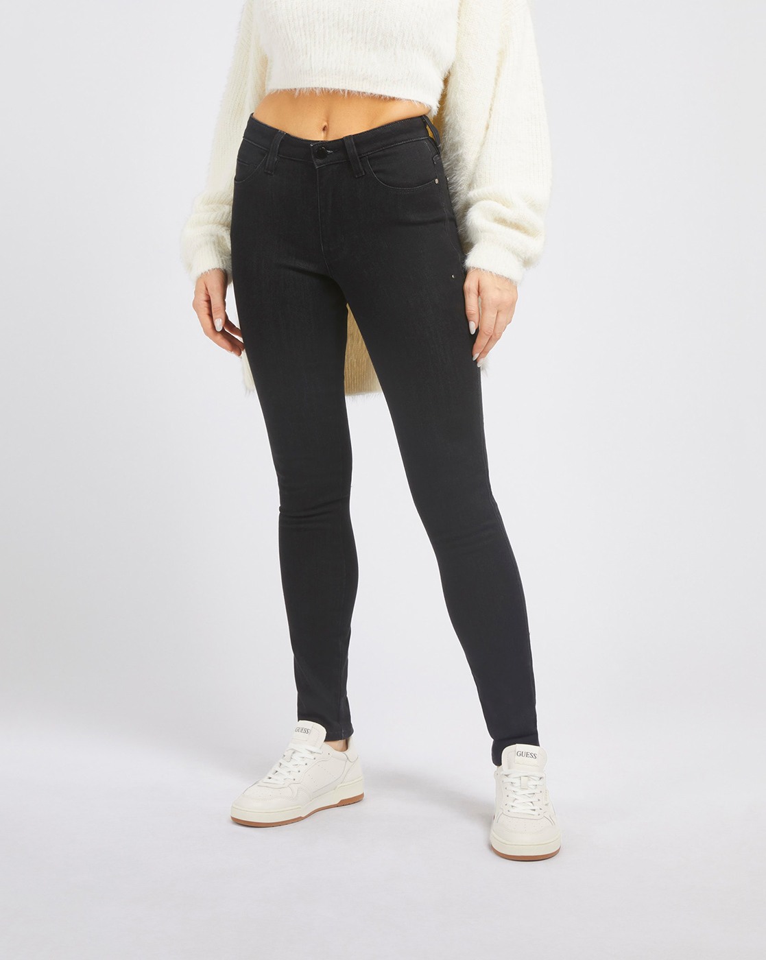 Women's Black Cotton Solid Skinny Fit Jeans
