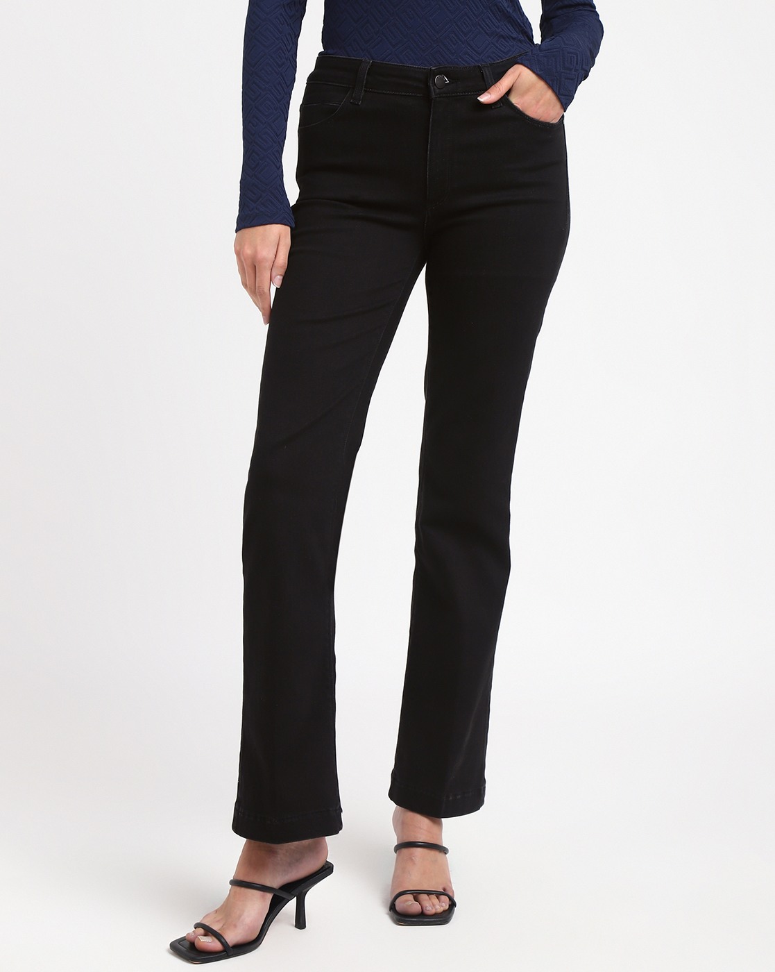 Women's Black Cotton Solid Slim Fit Jeans