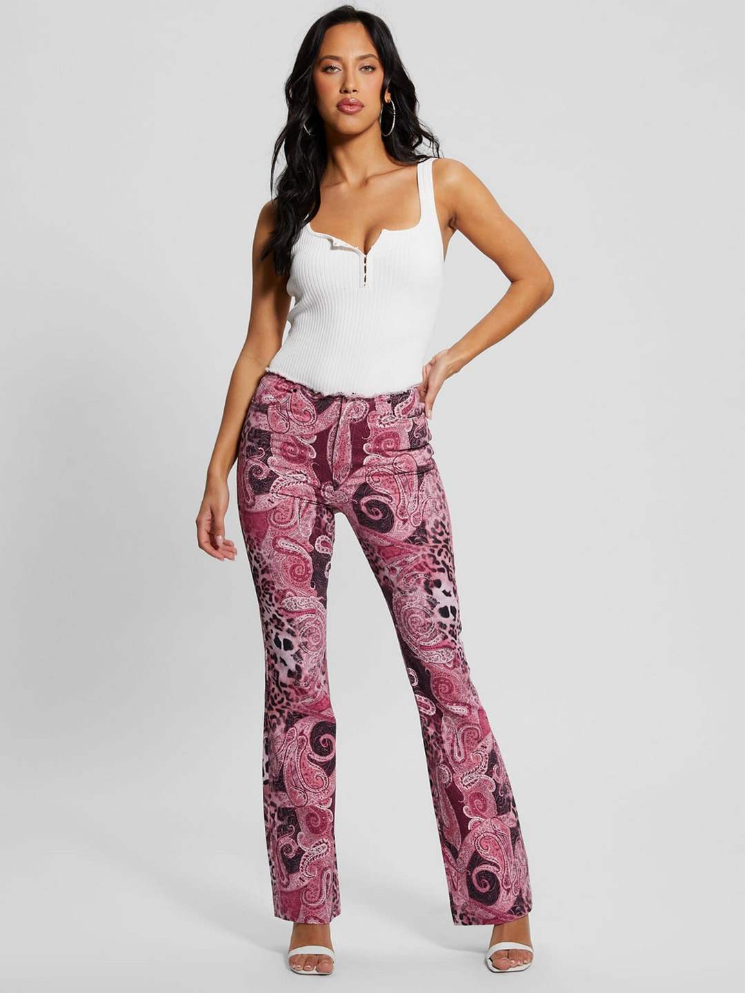 Guess Women's Purple Kashmir Wash Printed Jeans