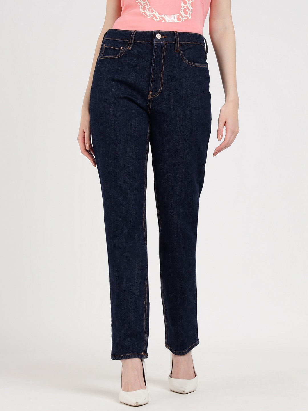Women Blue Solid High-Rise Full Length Jeans