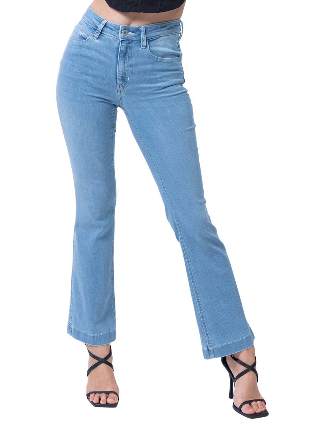 Blue Washed Mid-Rise Full Length Jeans