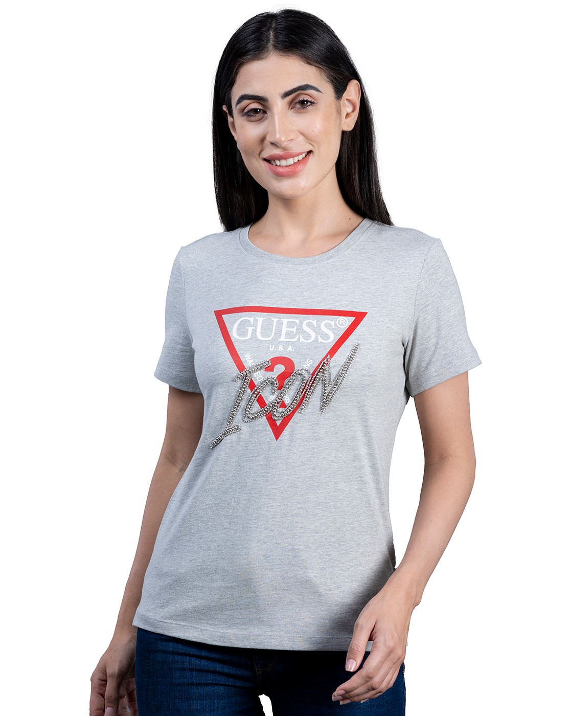Light Melange Logo Round Neck Short Sleeves T-Shirt