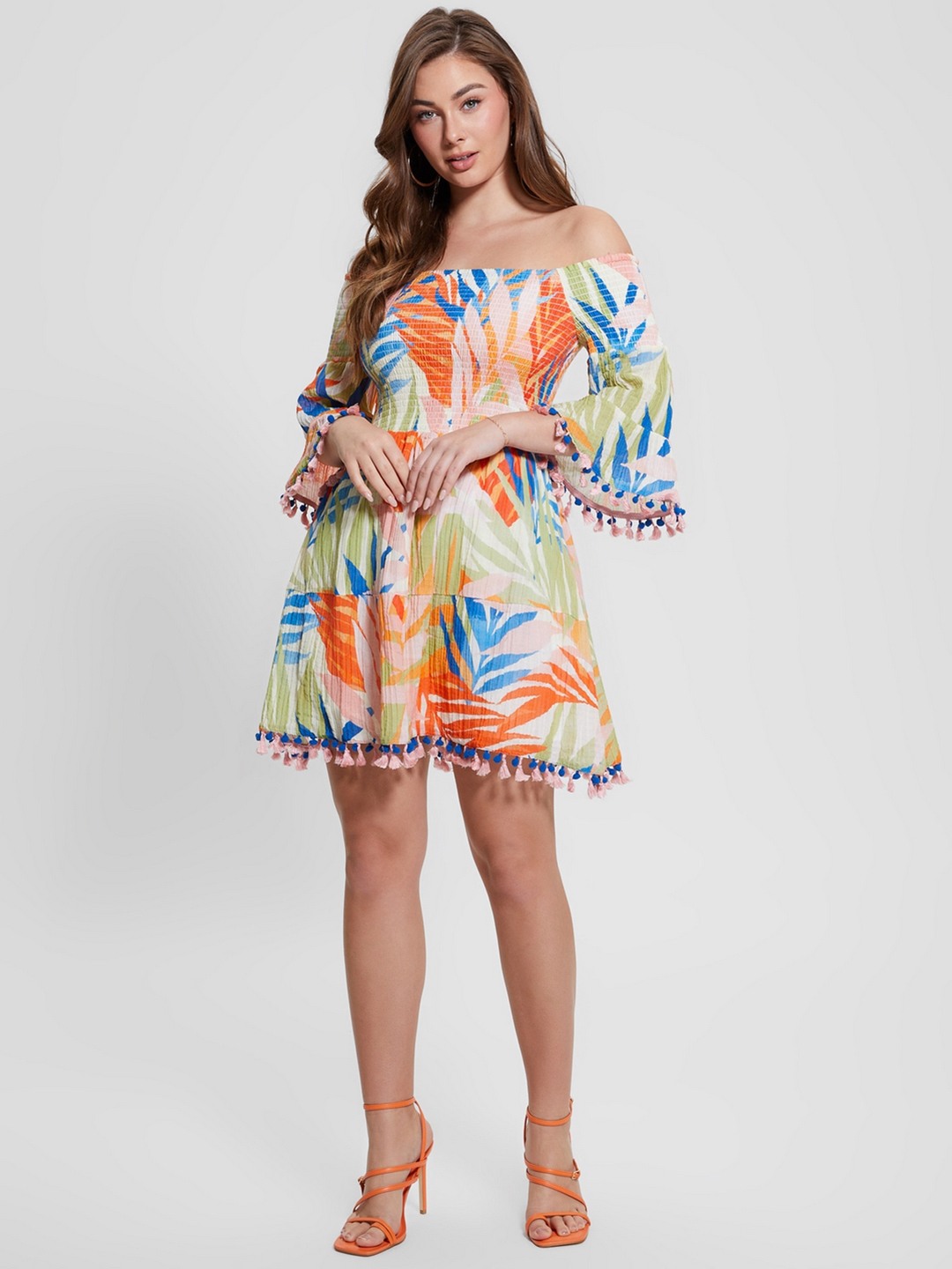 Multi Cotton Blend Printed A-Line Dress