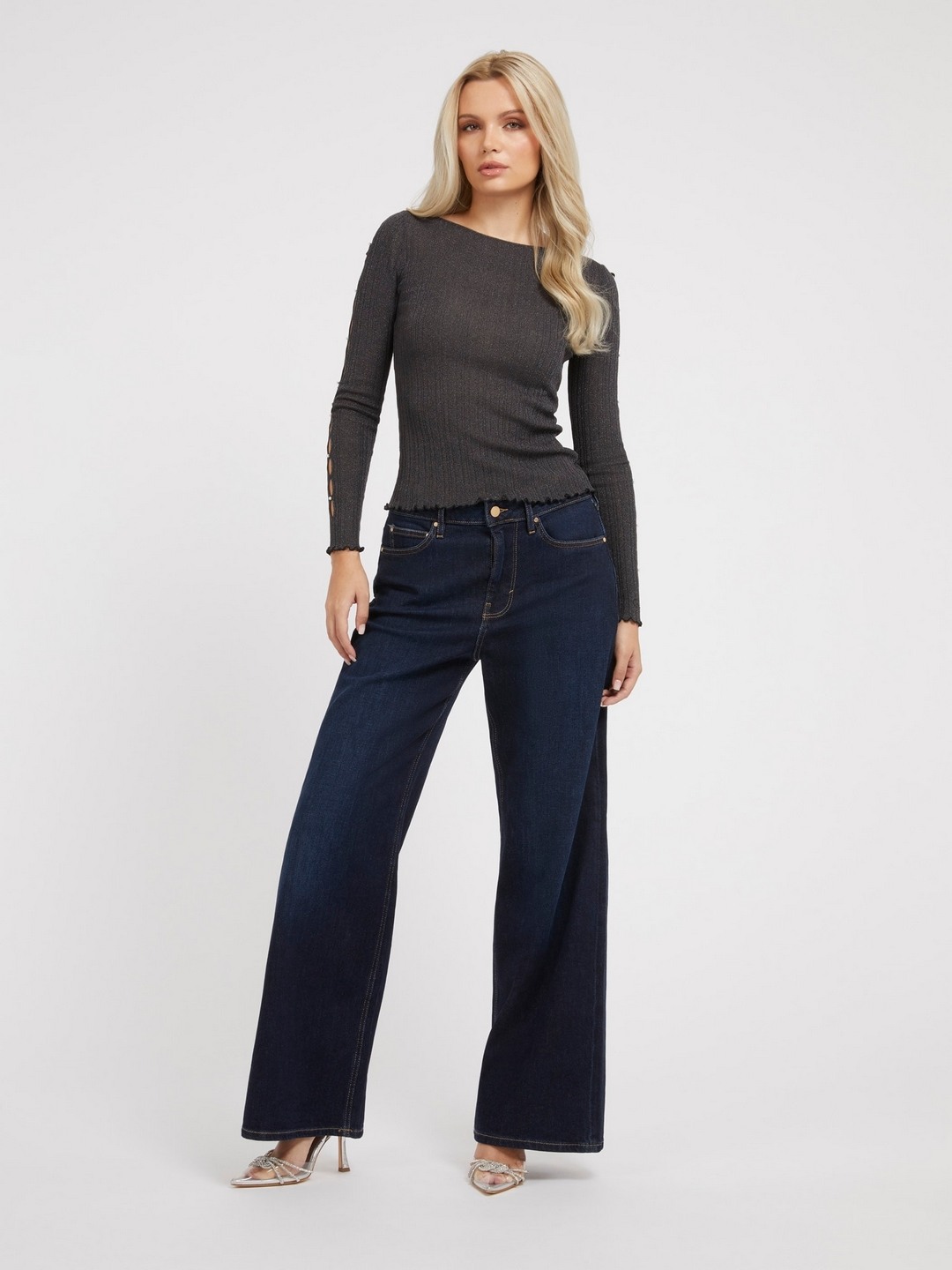 Black Viscose Blend Textured Pullover Sweater