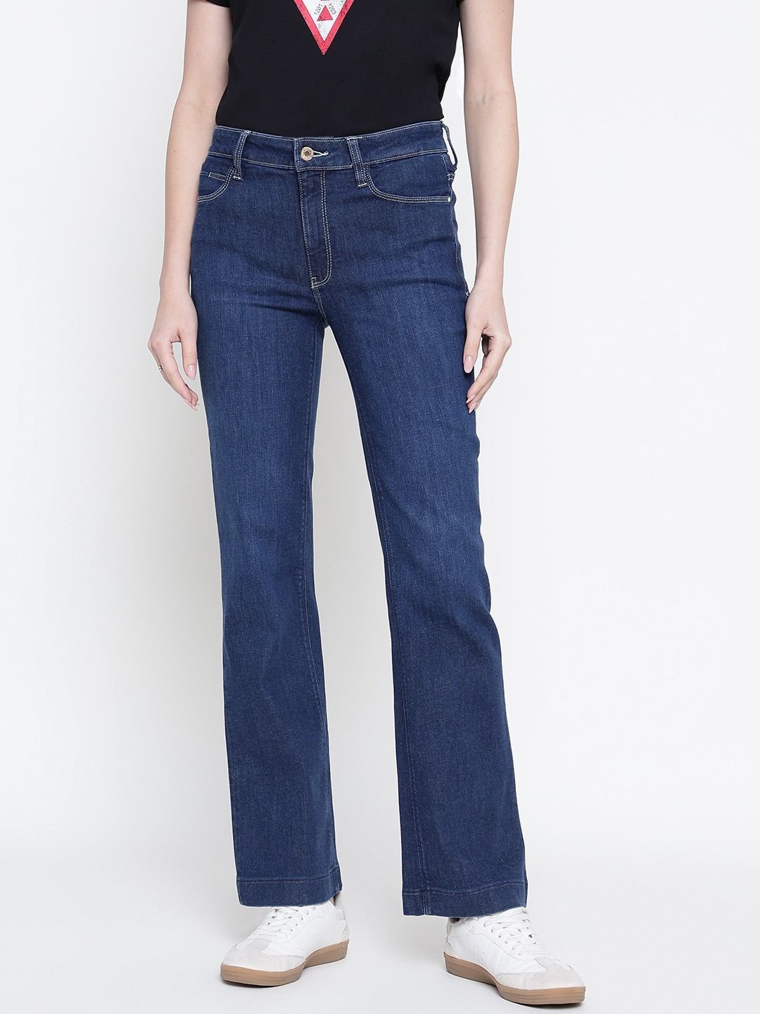 Women Navy Blue Solid Slim Fit Jeans