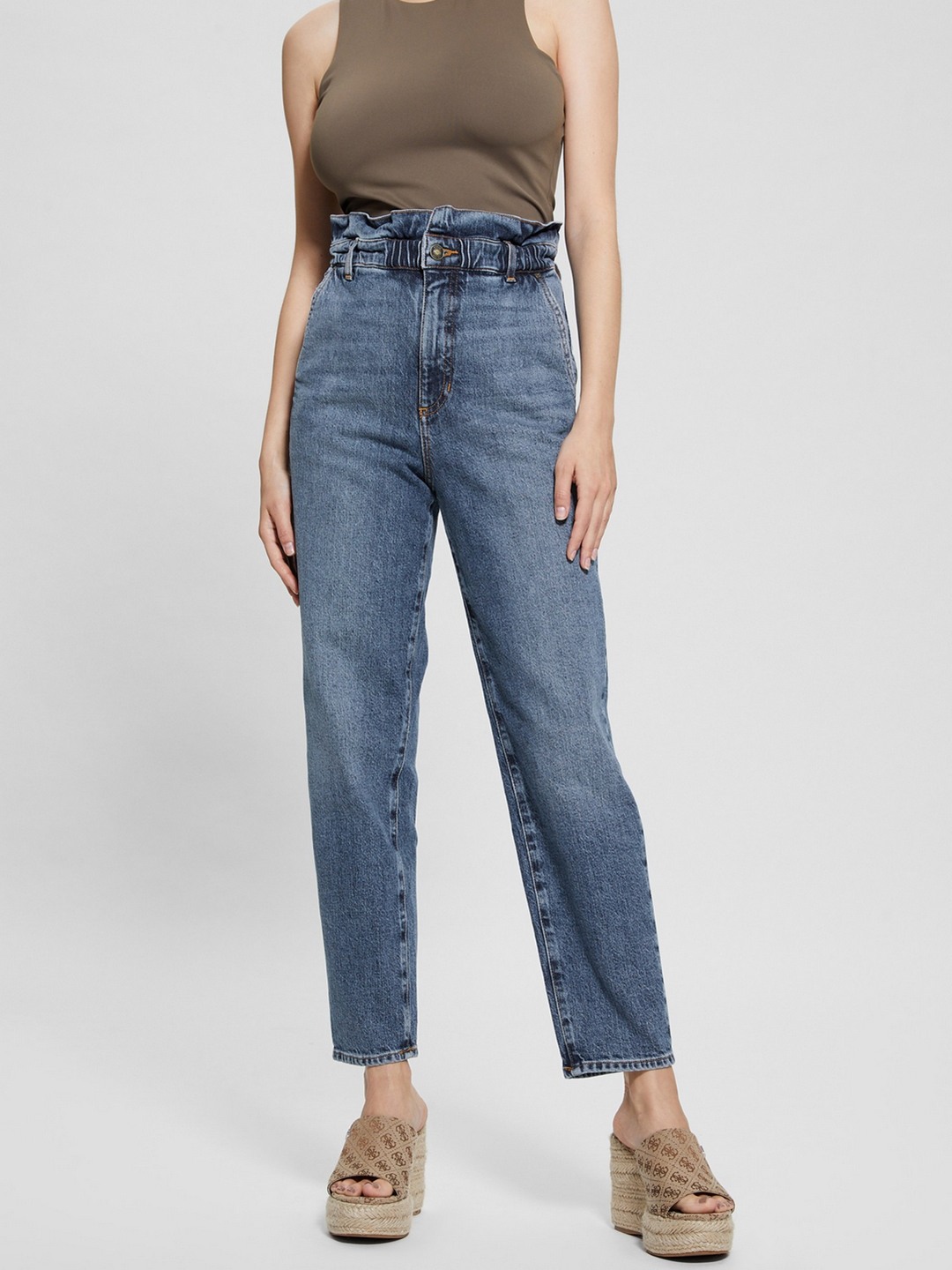 Blue Washed High-Rise Jeans