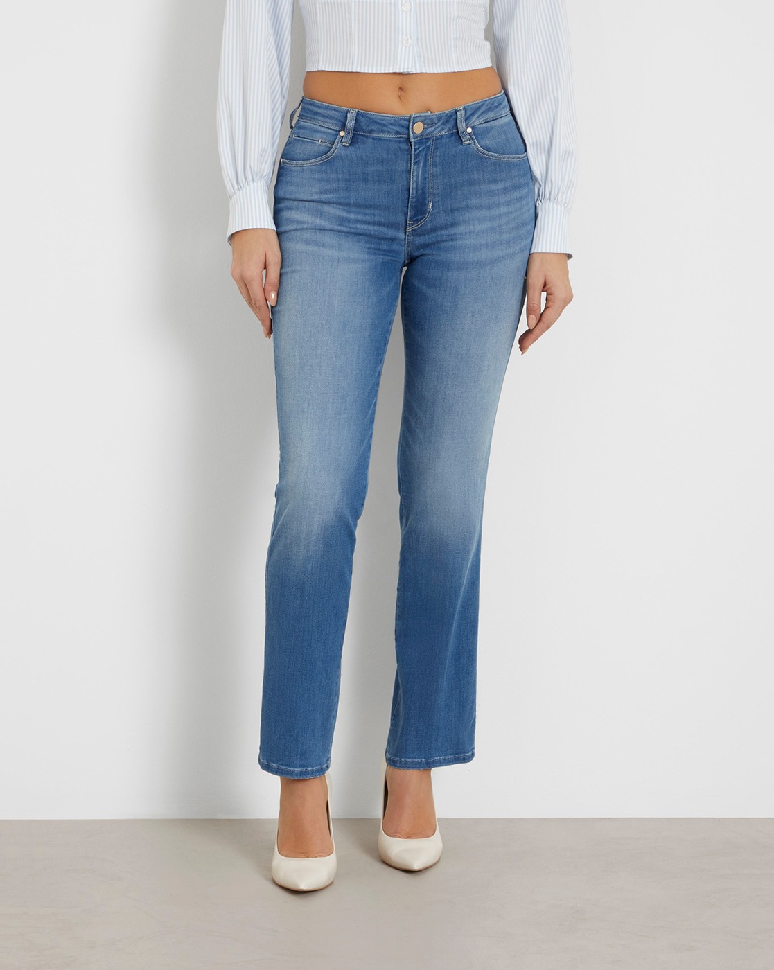 Blue Washed Mid-Rise Jeans