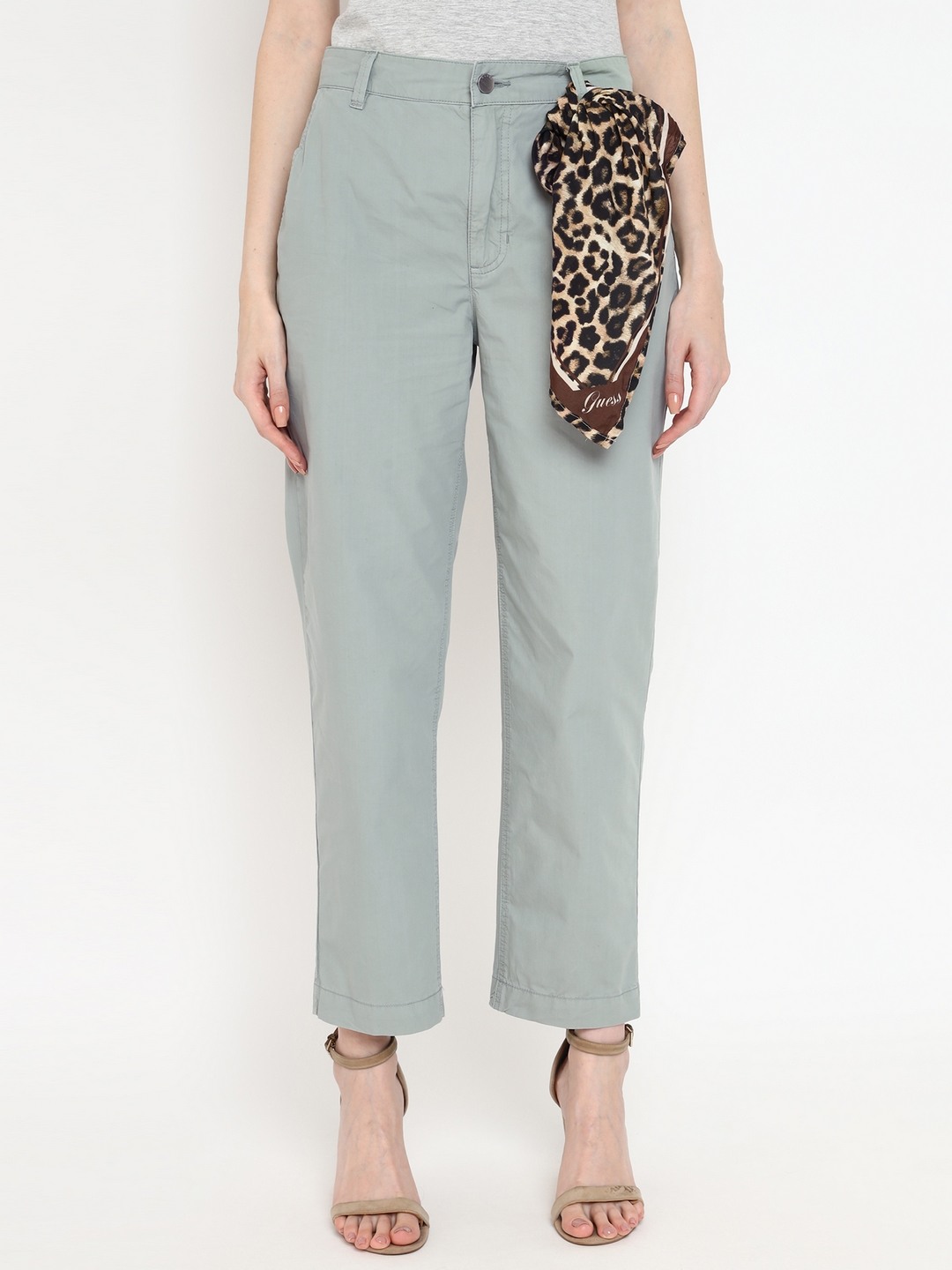 Green Pure Cotton Solid Chino Trouser