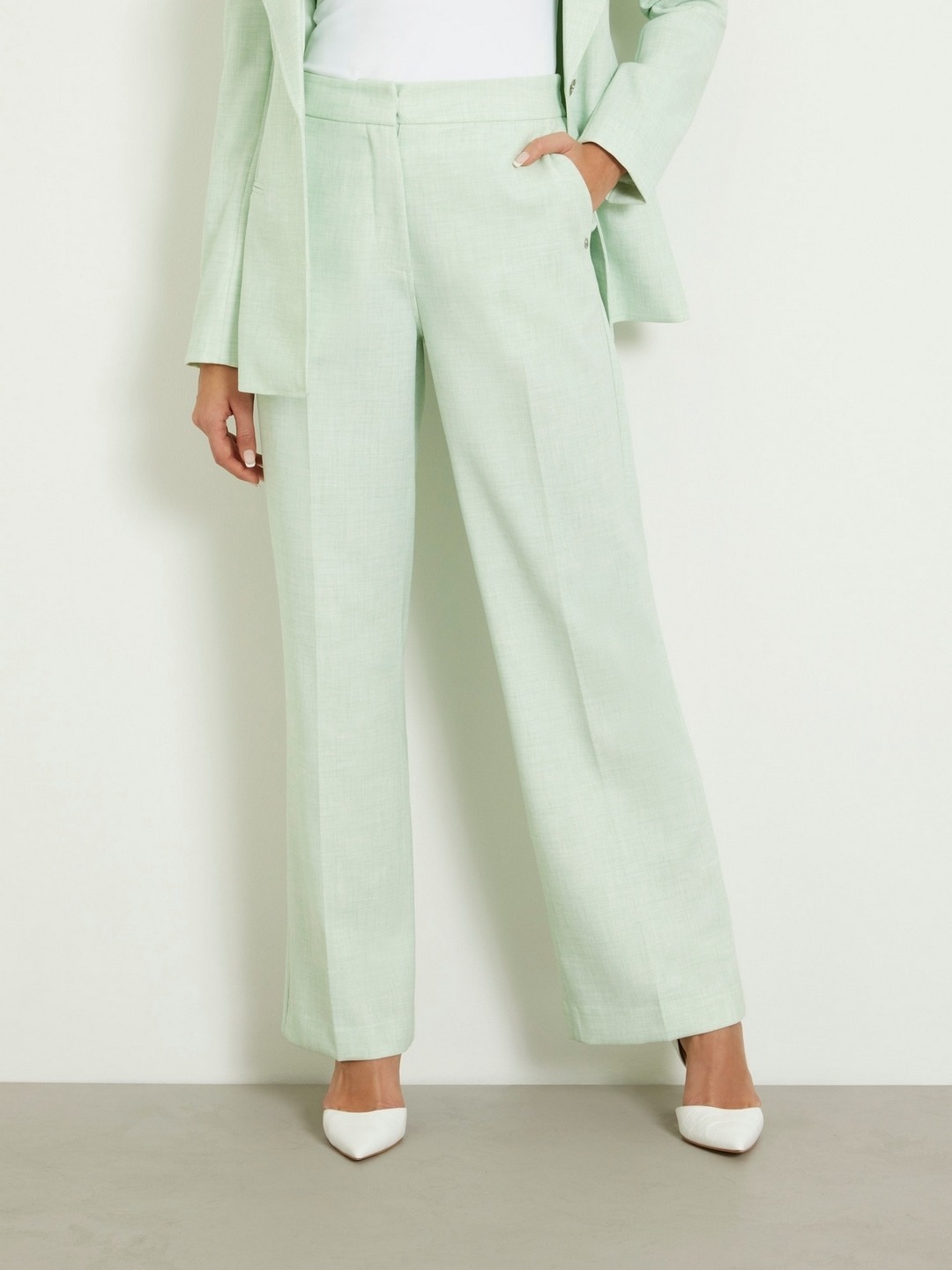 Creme De Menthe Multi Solid High Rise Eliane Pant