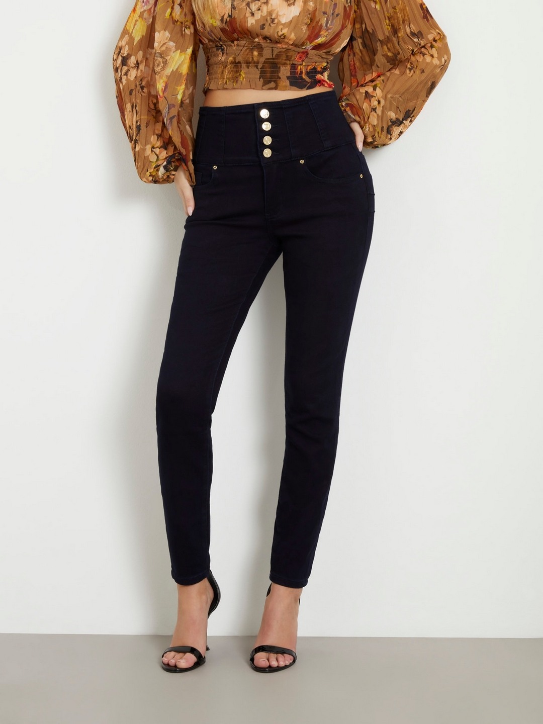 Black Solid High-Rise Ankle Length Jeans
