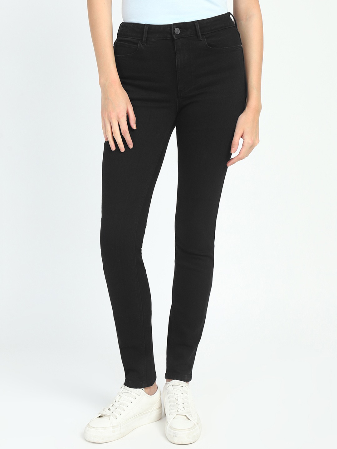 Black Solid Mid-Rise Ankle Length Jeans