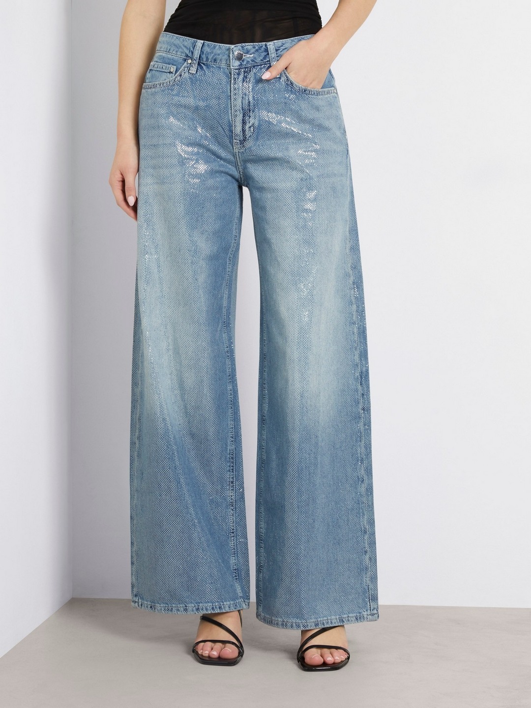 Blue Solid Mid-Rise Full Length Jeans