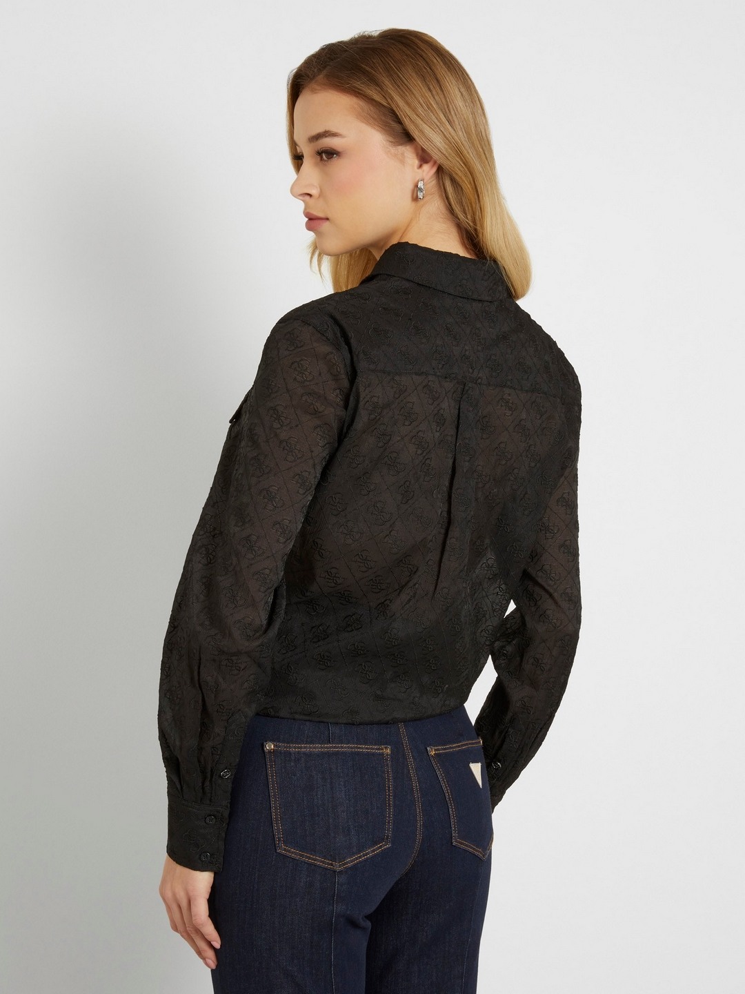 Black Printed Spread Collar Full Sleeves Shirt