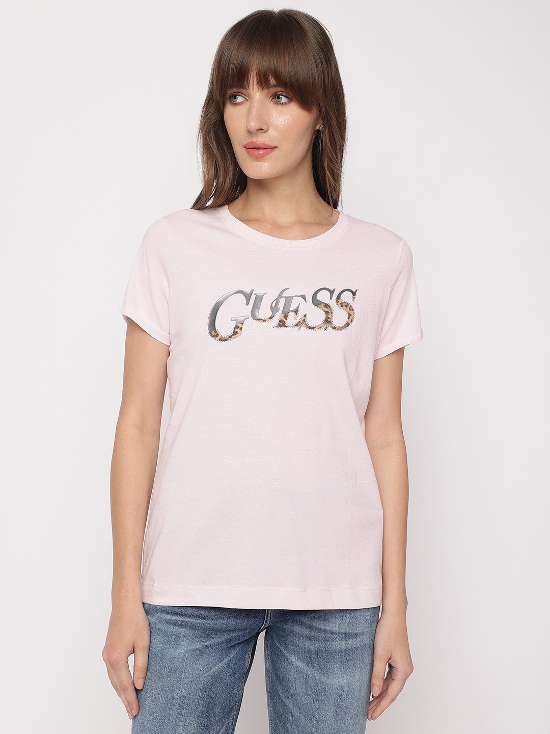 Low Key Pink Printed Round Neck Short Sleeves T-Shirt