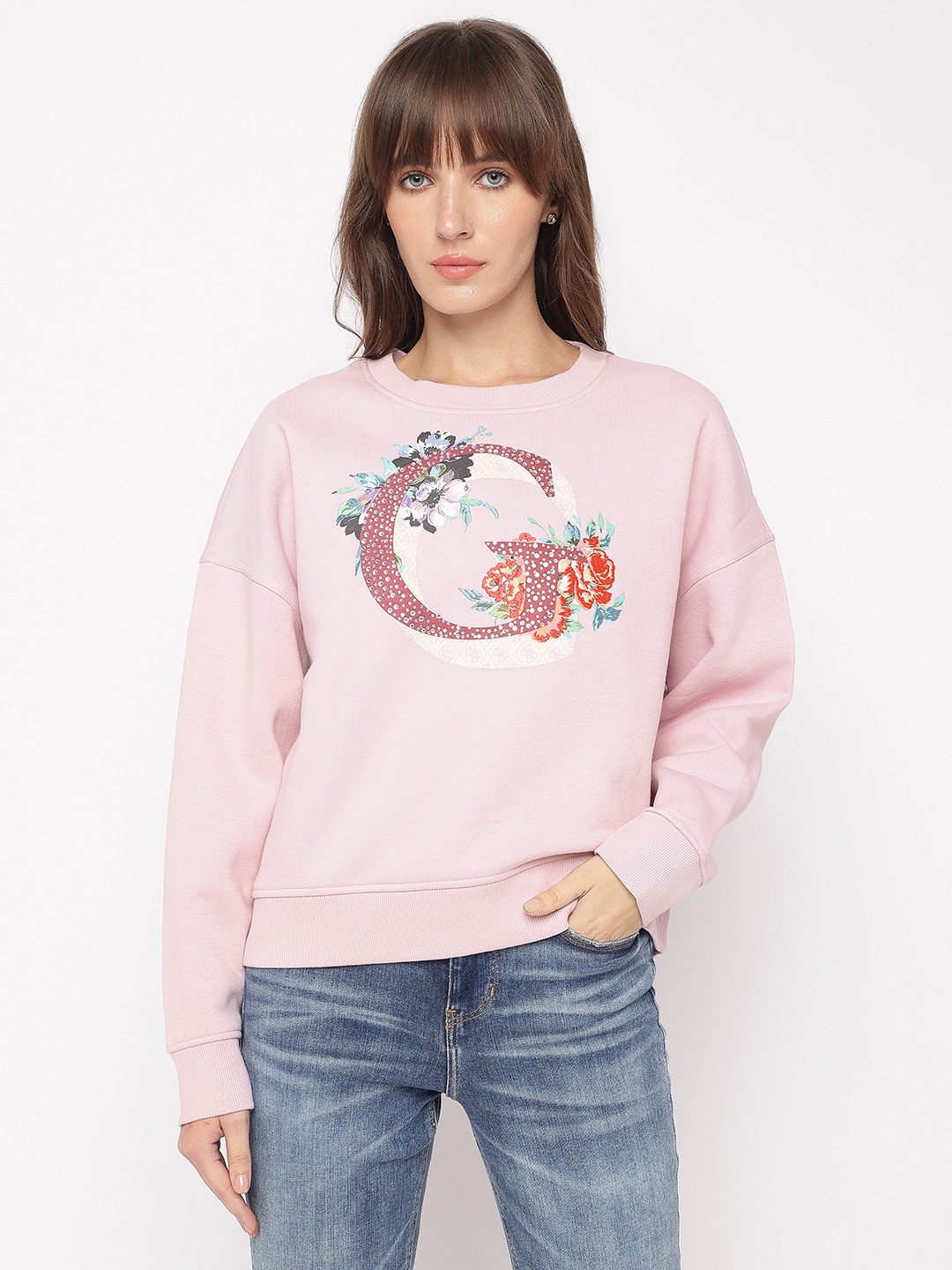 Myosotis Blue Floral Round Neck Full Sleeve Sweatshirt