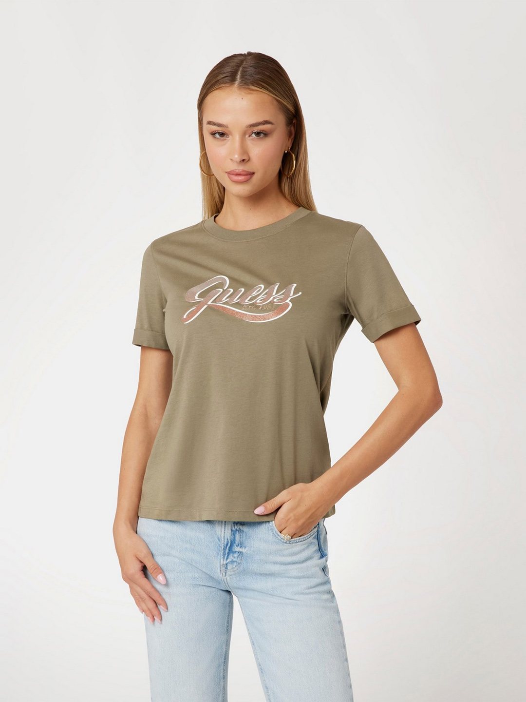 Mossy Green Typography Regular Fit T-Shirt
