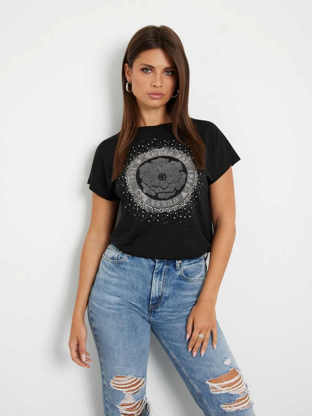 Women Jet Black Printed Zebra Tee