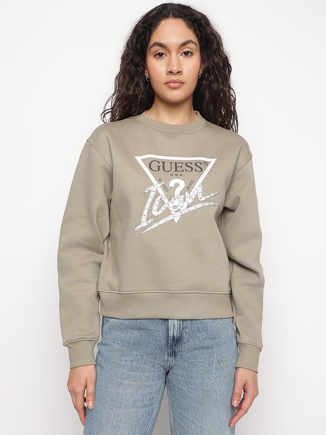 Green Printed Round Neck Icon Organic Cotton Sweatshirt