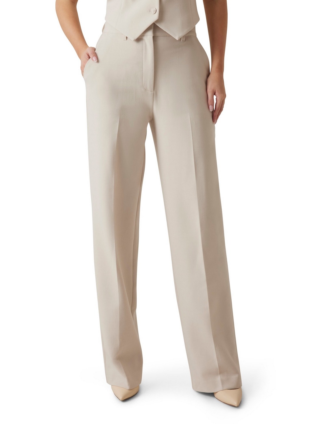 Guess Women Solid Regular Fit High-Rise Formal Trousers
