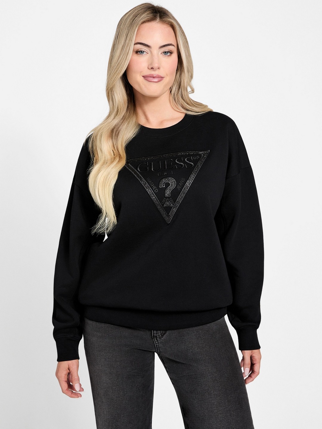 Guess Women Brand Logo Round Neck Long Sleeves Sweatshirt