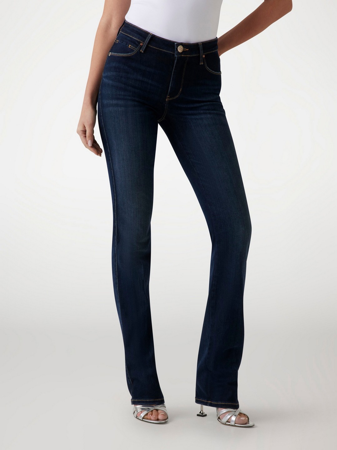 Guess Women's Blue Solid Mid-Rise Skinny Leg Jeans