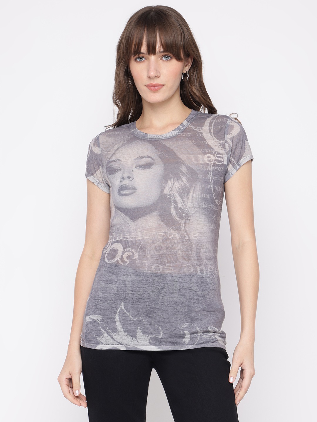 Guess Women's Multicolor Printed Crew Neck Short Sleeves T-Shirt