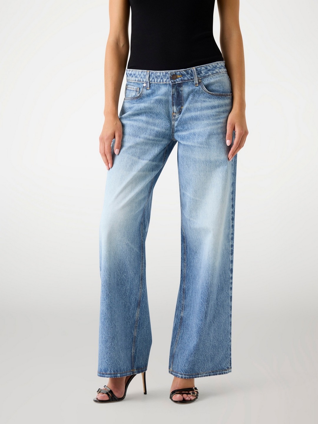 Guess Women Washed Regular Fit Low-Rise Jeans